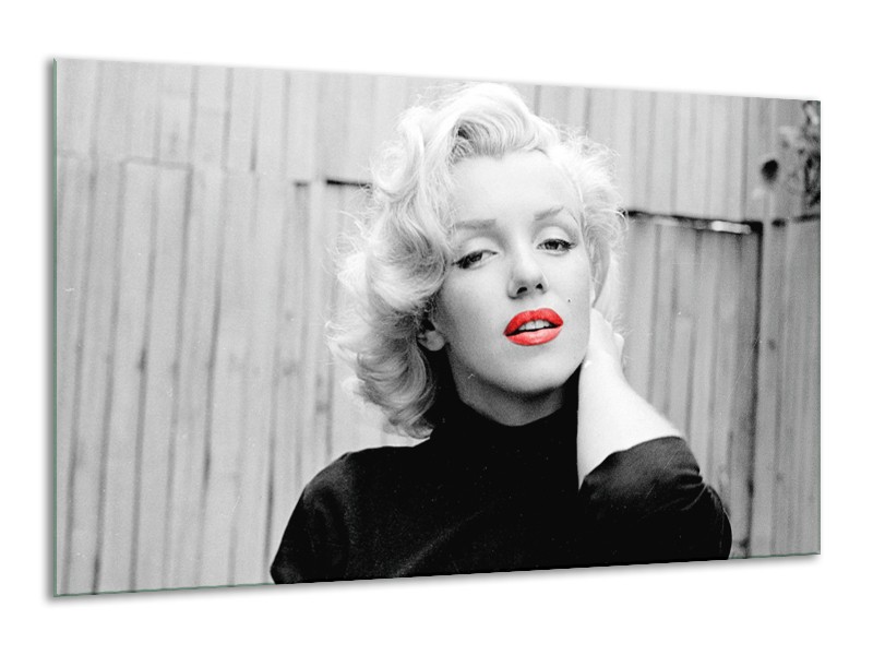 Canvas Schilderij Marilyn Monroe | Zwart, Wit, Rood | 120x70cm 1Luik