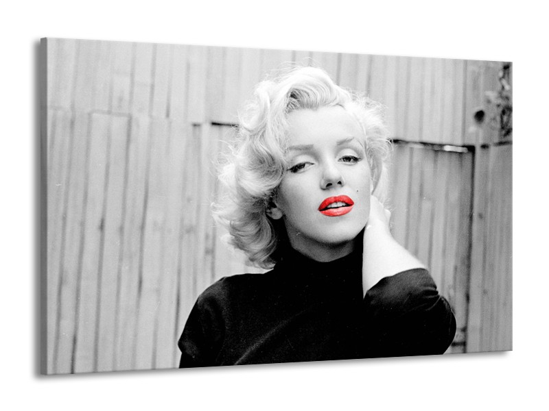 Canvas Schilderij Marilyn Monroe | Zwart, Wit, Rood | 140x90cm 1Luik