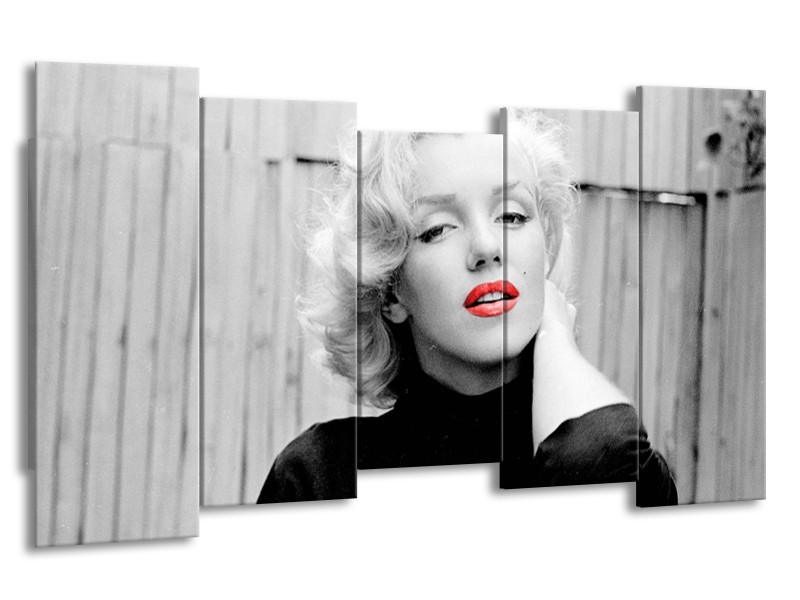 Glasschilderij Marilyn Monroe | Zwart, Wit, Rood | 150x80cm 5Luik