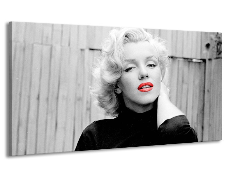 Canvas Schilderij Marilyn Monroe | Zwart, Wit, Rood | 170x90cm 1Luik