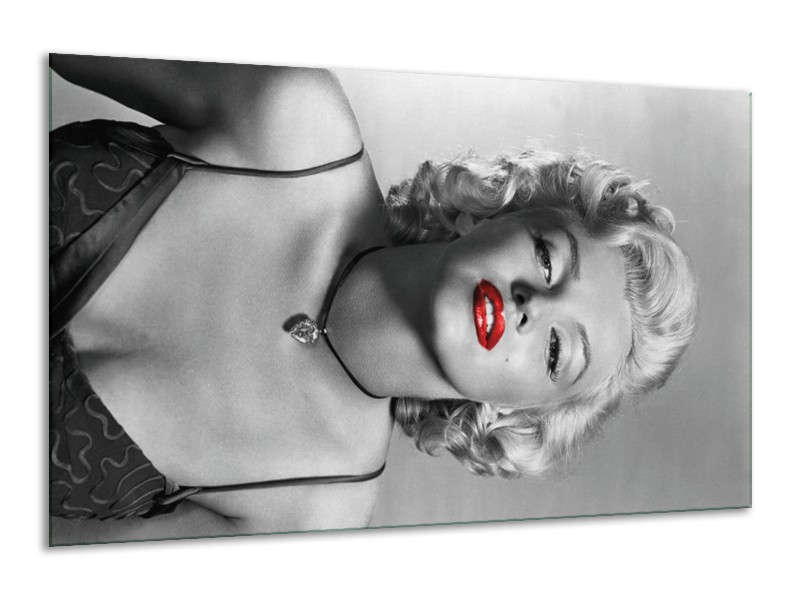 Canvas Schilderij Marilyn Monroe | Zwart, Wit, Rood | 120x70cm 1Luik