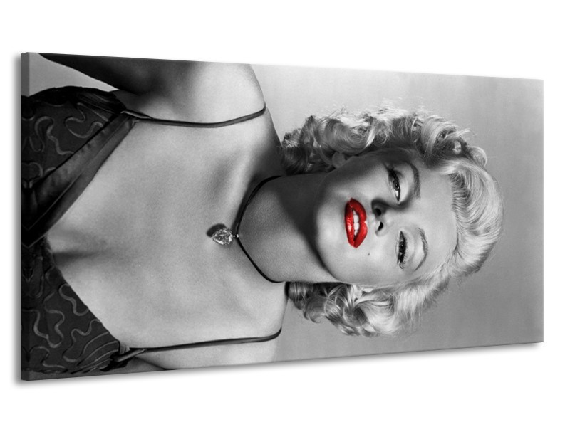 Canvas Schilderij Marilyn Monroe | Zwart, Wit, Rood | 170x90cm 1Luik