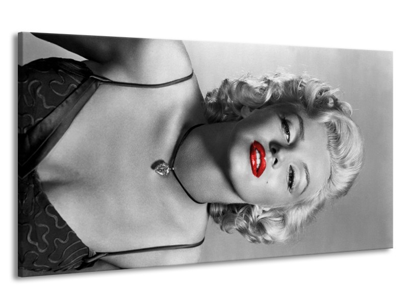 Canvas Schilderij Marilyn Monroe | Zwart, Wit, Rood | 190x100cm 1Luik