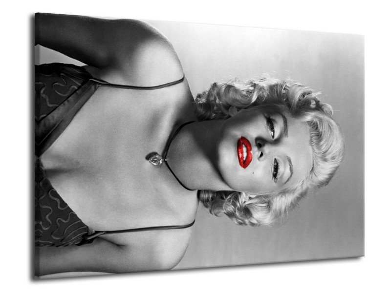 Canvas Schilderij Marilyn Monroe | Zwart, Wit, Rood | 70x50cm 1Luik