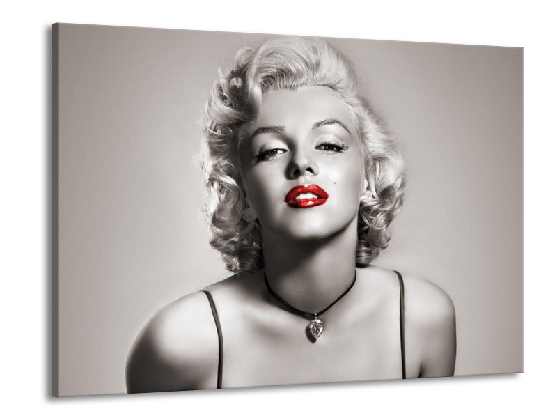 Glasschilderij Marilyn Monroe | Sepia, Rood, Grijs | 100x70cm 1Luik