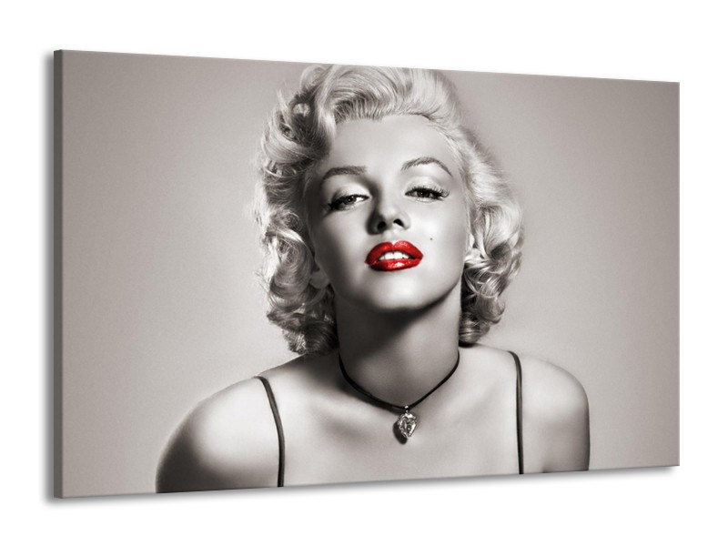 Canvas Schilderij Marilyn Monroe | Sepia, Rood, Grijs | 140x90cm 1Luik