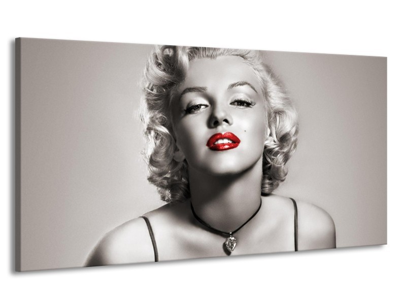 Canvas Schilderij Marilyn Monroe | Sepia, Rood, Grijs | 170x90cm 1Luik