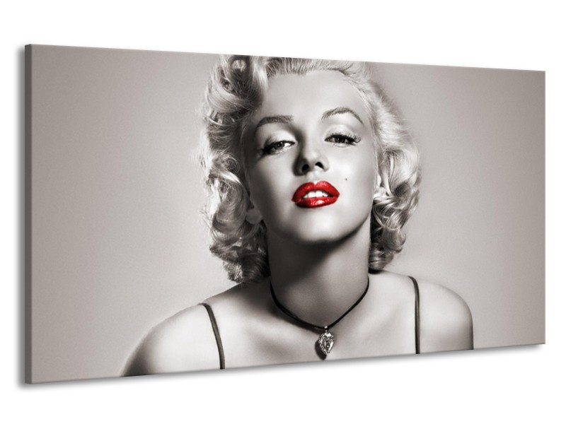 Canvas Schilderij Marilyn Monroe | Sepia, Rood, Grijs | 190x100cm 1Luik