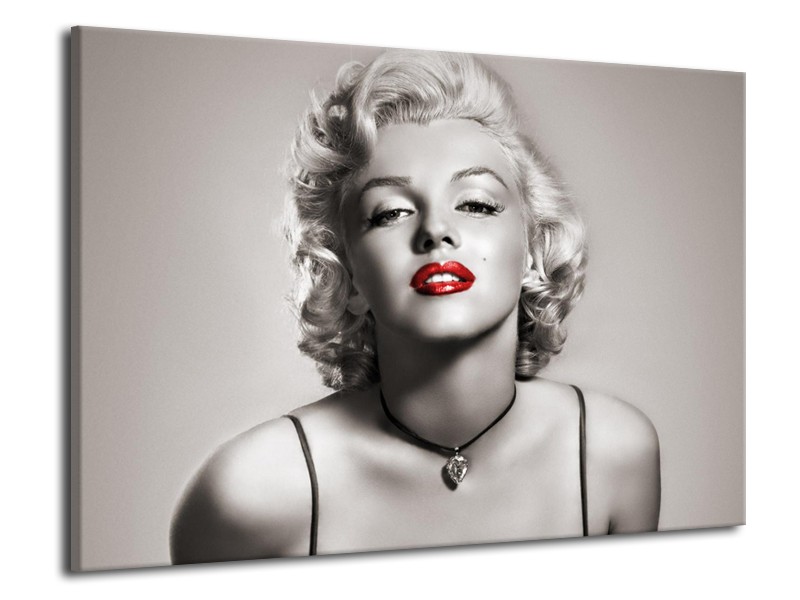 Glasschilderij Marilyn Monroe | Sepia, Rood, Grijs | 70x50cm 1Luik