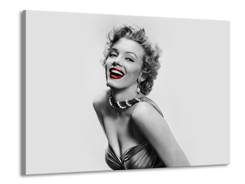 Canvas Schilderij Marilyn Monroe | Grijs, Wit, Rood | 100x70cm 1Luik