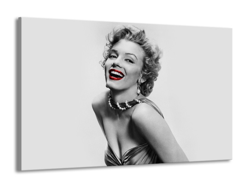 Glasschilderij Marilyn Monroe | Grijs, Wit, Rood | 140x90cm 1Luik