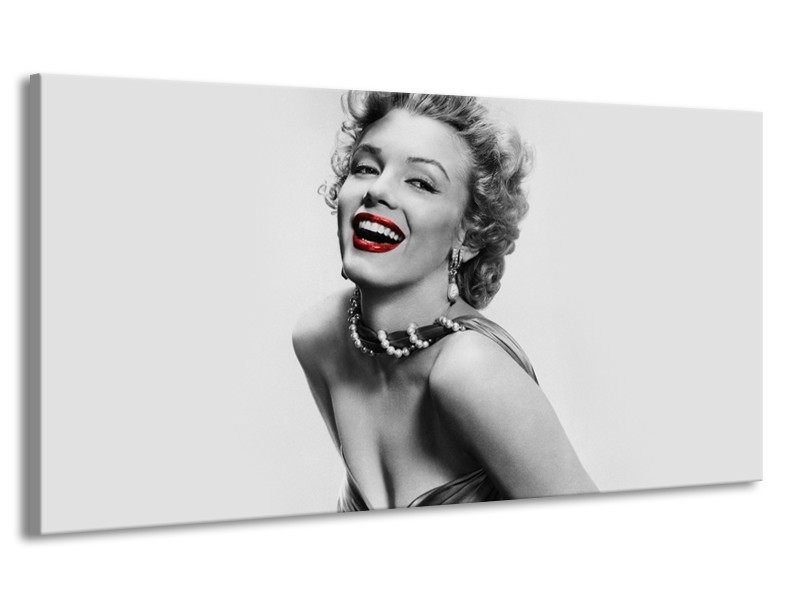 Canvas Schilderij Marilyn Monroe | Grijs, Wit, Rood | 170x90cm 1Luik