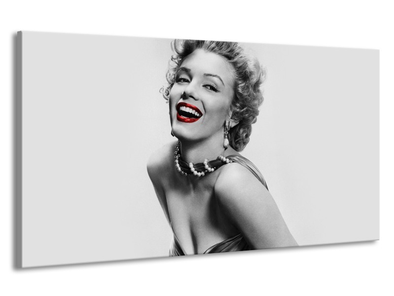 Canvas Schilderij Marilyn Monroe | Grijs, Wit, Rood | 190x100cm 1Luik