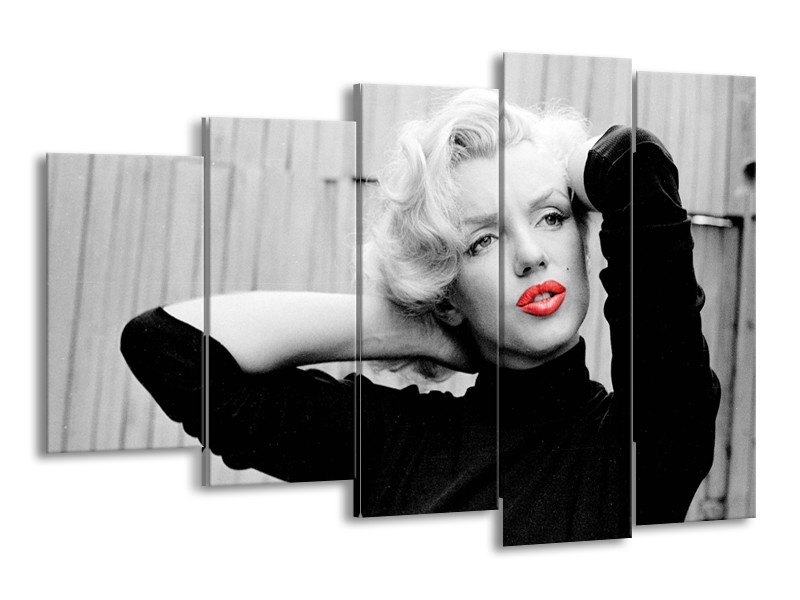 Glasschilderij Marilyn Monroe | Zwart, Wit, Rood | 150x100cm 5Luik