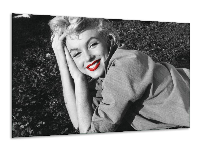 Canvas Schilderij Marilyn Monroe | Zwart, Wit, Rood | 120x70cm 1Luik