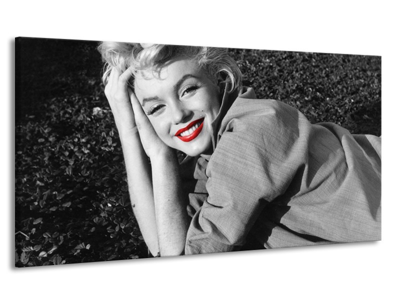 Canvas Schilderij Marilyn Monroe | Zwart, Wit, Rood | 170x90cm 1Luik