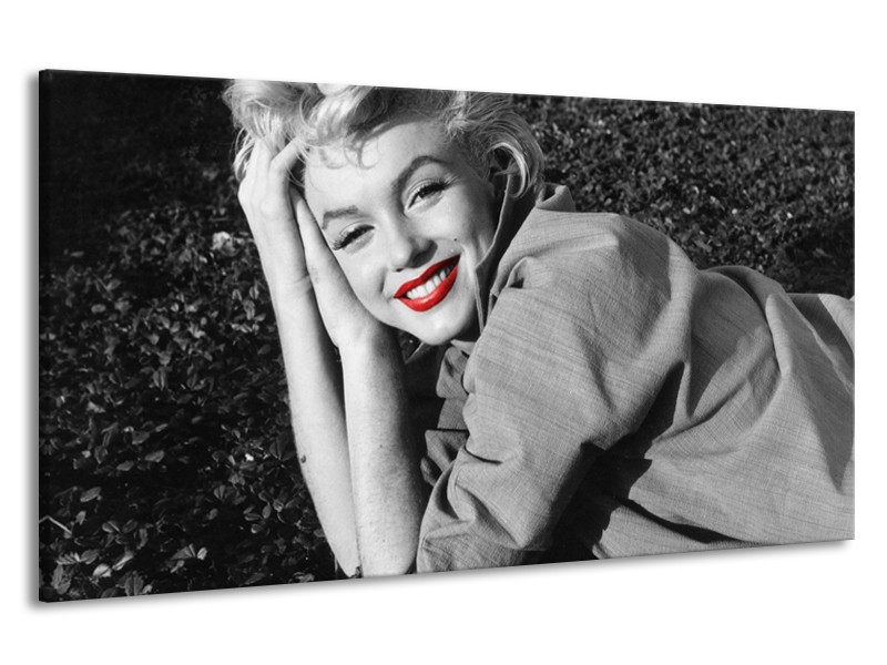 Canvas Schilderij Marilyn Monroe | Zwart, Wit, Rood | 190x100cm 1Luik