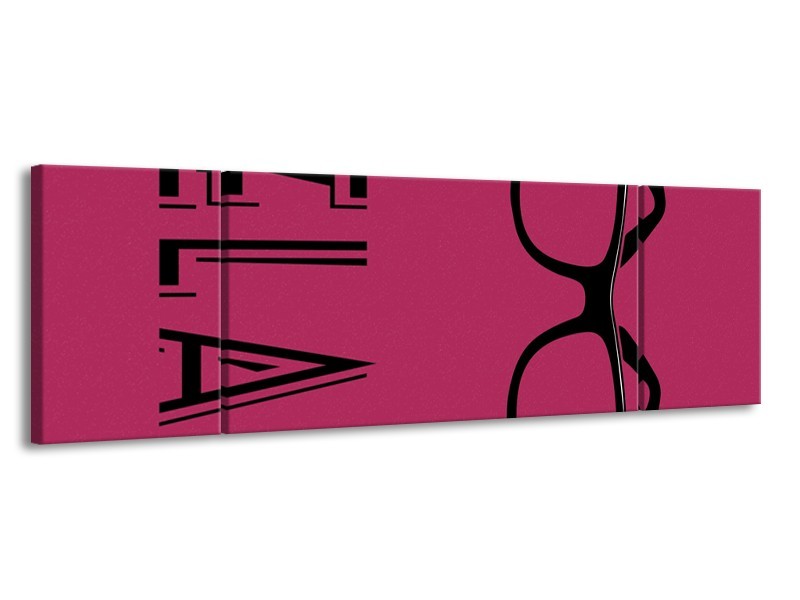 Glasschilderij Tekst | Roze, Zwart | 170x50cm 3Luik