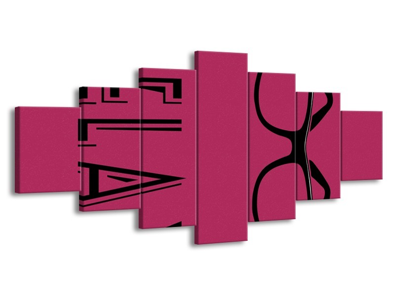 Glasschilderij Tekst | Roze, Zwart | 210x100cm 7Luik