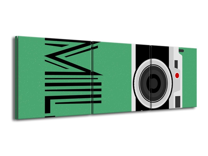 Canvas Schilderij Tekst | Groen, Zwart, Grijs | 150x50cm 3Luik