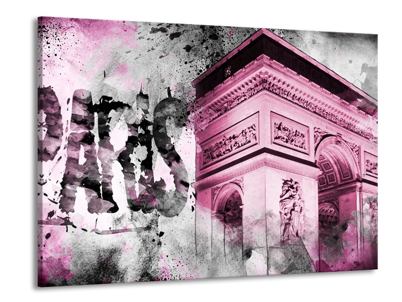 Glasschilderij Parijs, Steden | Paars, Roze, Grijs | 100x70cm 1Luik