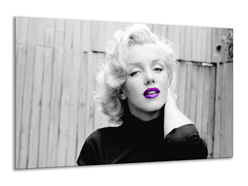 Canvas Schilderij Marilyn Monroe | Grijs, Zwart, Paars | 120x70cm 1Luik