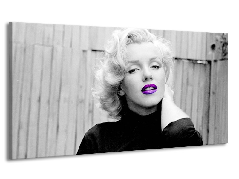 Canvas Schilderij Marilyn Monroe | Grijs, Zwart, Paars | 170x90cm 1Luik