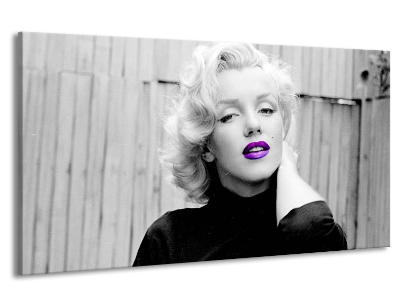 Canvas Schilderij Marilyn Monroe | Grijs, Zwart, Paars | 190x100cm 1Luik