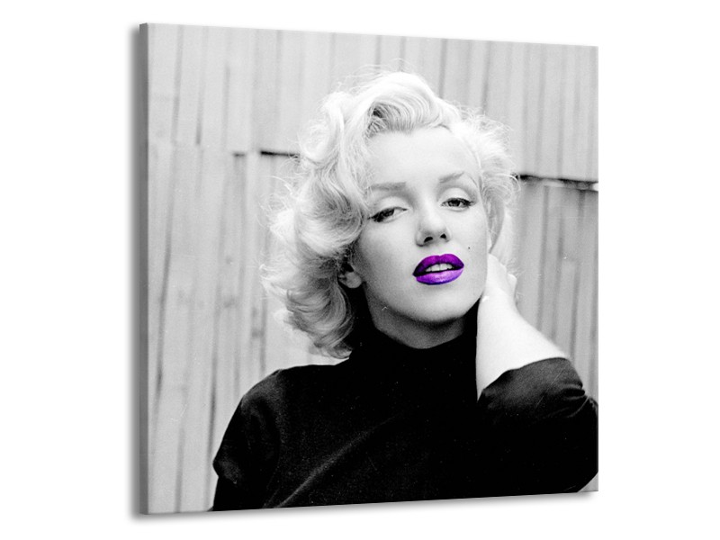 Canvas Schilderij Marilyn Monroe | Grijs, Zwart, Paars | 50x50cm 1Luik