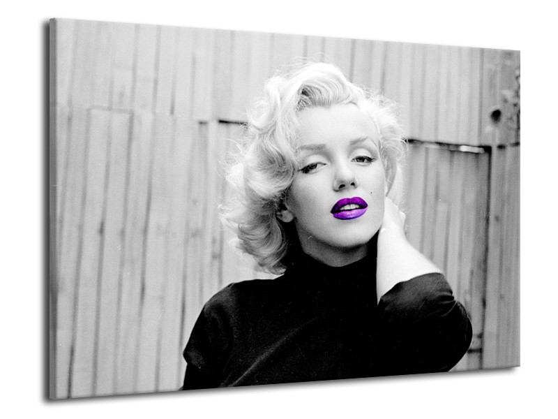 Canvas Schilderij Marilyn Monroe | Grijs, Zwart, Paars | 70x50cm 1Luik