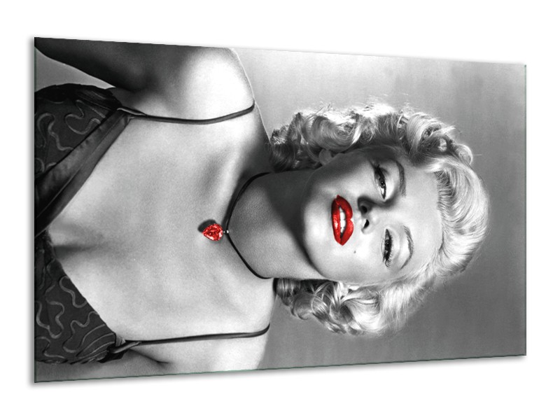 Canvas Schilderij Marilyn Monroe | Zwart, Grijs, Rood | 120x70cm 1Luik