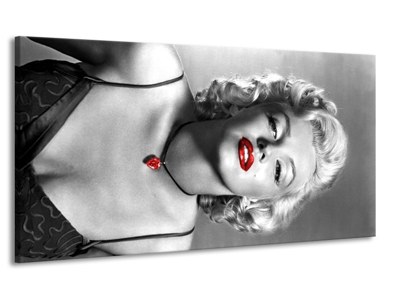 Canvas Schilderij Marilyn Monroe | Zwart, Grijs, Rood | 170x90cm 1Luik