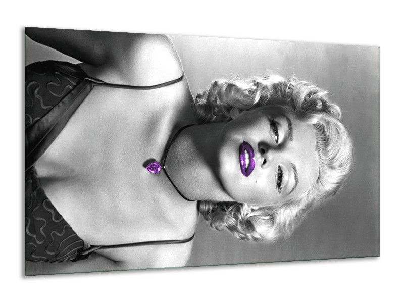 Canvas Schilderij Marilyn Monroe | Grijs, Paars, Zwart | 120x70cm 1Luik