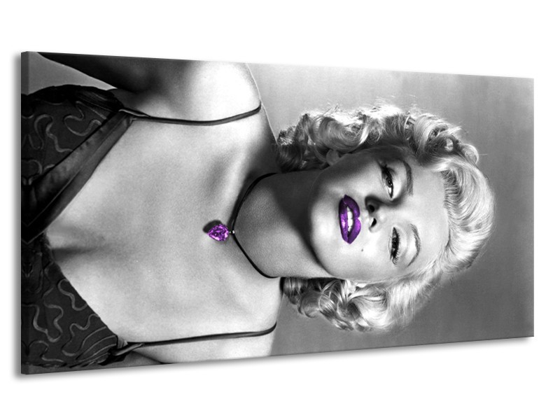 Canvas Schilderij Marilyn Monroe | Grijs, Paars, Zwart | 170x90cm 1Luik