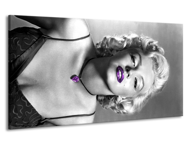 Canvas Schilderij Marilyn Monroe | Grijs, Paars, Zwart | 190x100cm 1Luik