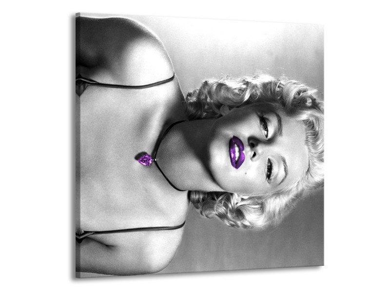 Canvas Schilderij Marilyn Monroe | Grijs, Paars, Zwart | 70x70cm 1Luik