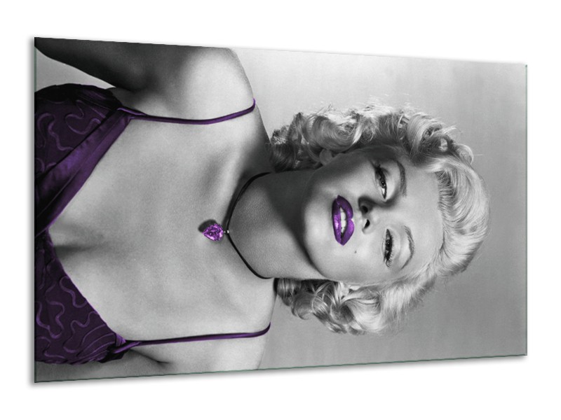 Canvas Schilderij Marilyn Monroe | Grijs, Zwart, Paars | 120x70cm 1Luik