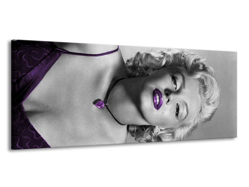 Glasschilderij Marilyn Monroe | Grijs, Zwart, Paars | 145x58cm 1Luik