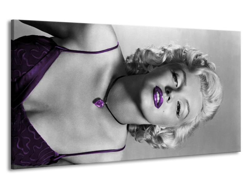 Canvas Schilderij Marilyn Monroe | Grijs, Zwart, Paars | 190x100cm 1Luik