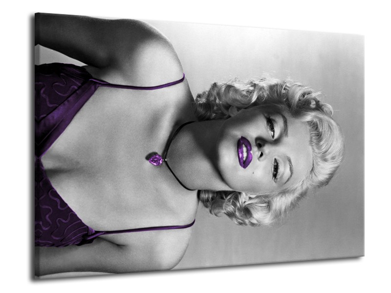 Canvas Schilderij Marilyn Monroe | Grijs, Zwart, Paars | 70x50cm 1Luik