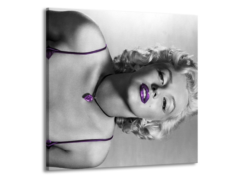 Canvas Schilderij Marilyn Monroe | Grijs, Zwart, Paars | 70x70cm 1Luik