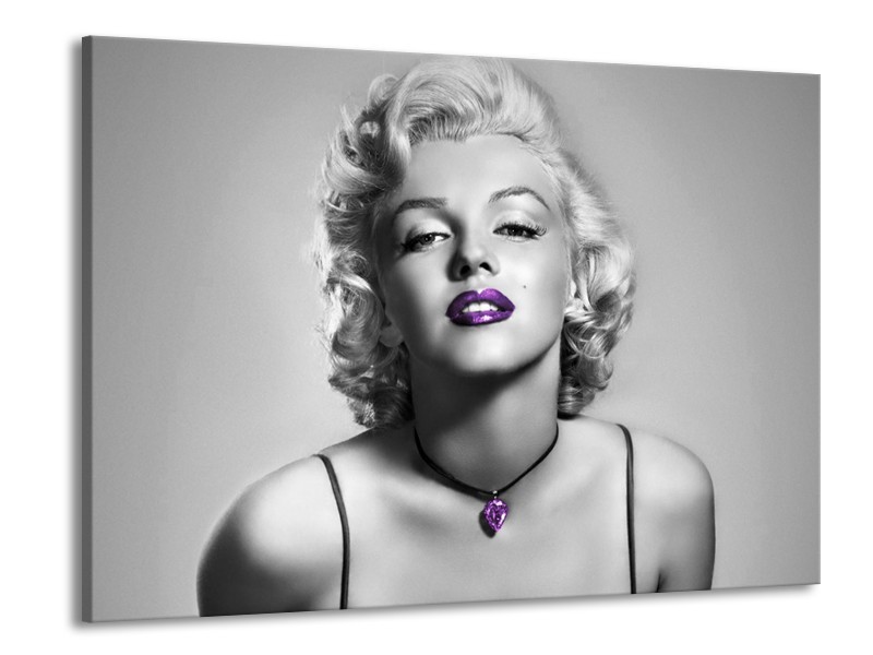 Glasschilderij Marilyn Monroe | Grijs, Zwart, Paars | 100x70cm 1Luik