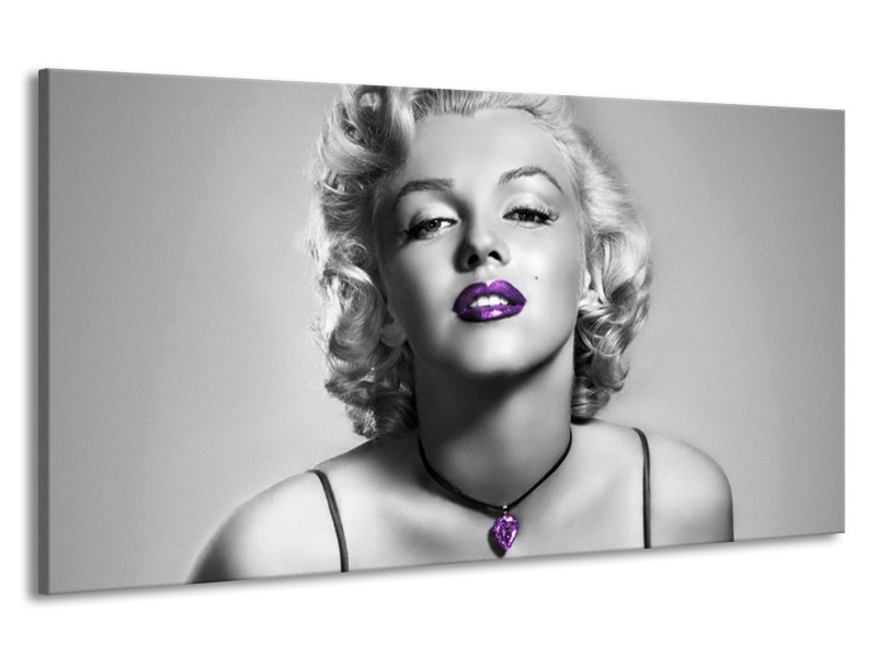 Canvas Schilderij Marilyn Monroe | Grijs, Zwart, Paars | 190x100cm 1Luik