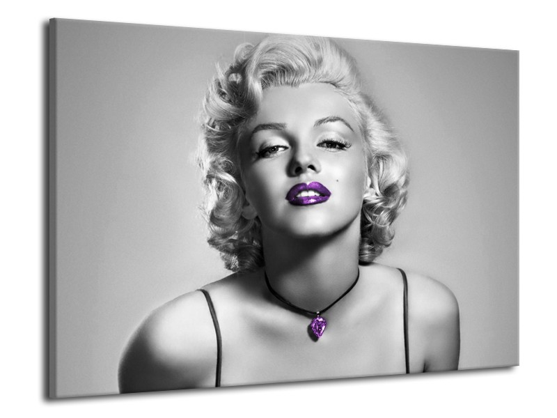 Canvas Schilderij Marilyn Monroe | Grijs, Zwart, Paars | 70x50cm 1Luik