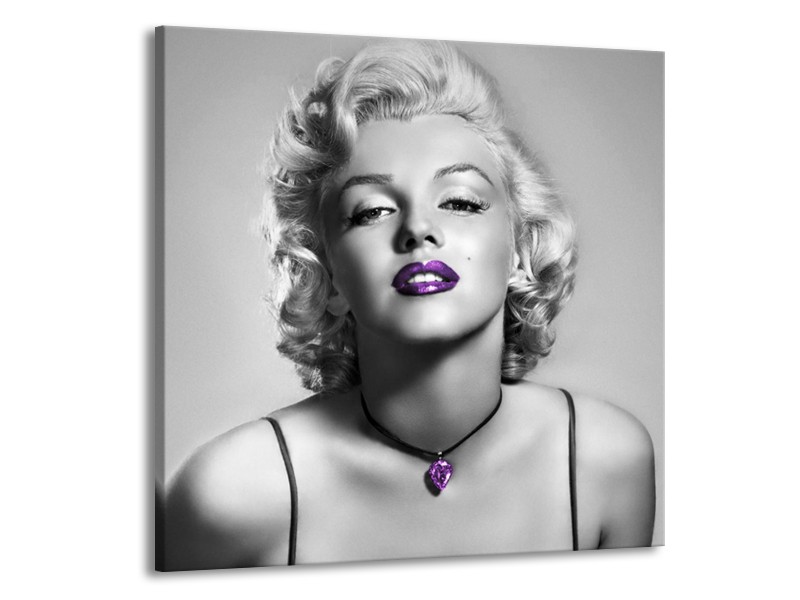 Canvas Schilderij Marilyn Monroe | Grijs, Zwart, Paars | 70x70cm 1Luik