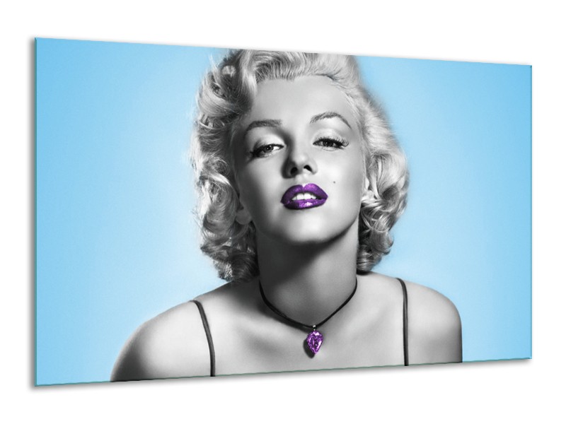 Canvas Schilderij Marilyn Monroe | Grijs, Blauw, Paars | 120x70cm 1Luik