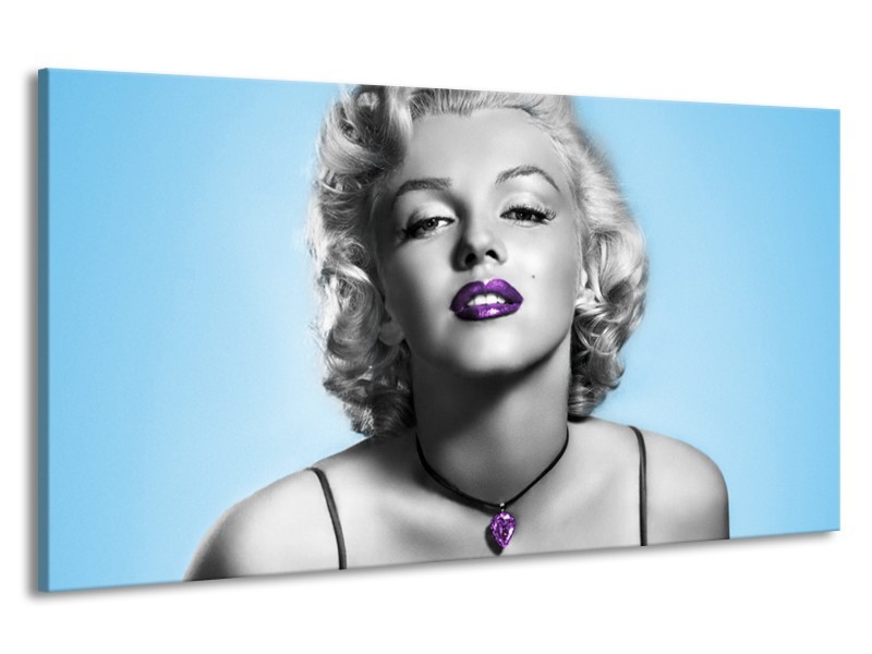 Canvas Schilderij Marilyn Monroe | Grijs, Blauw, Paars | 190x100cm 1Luik