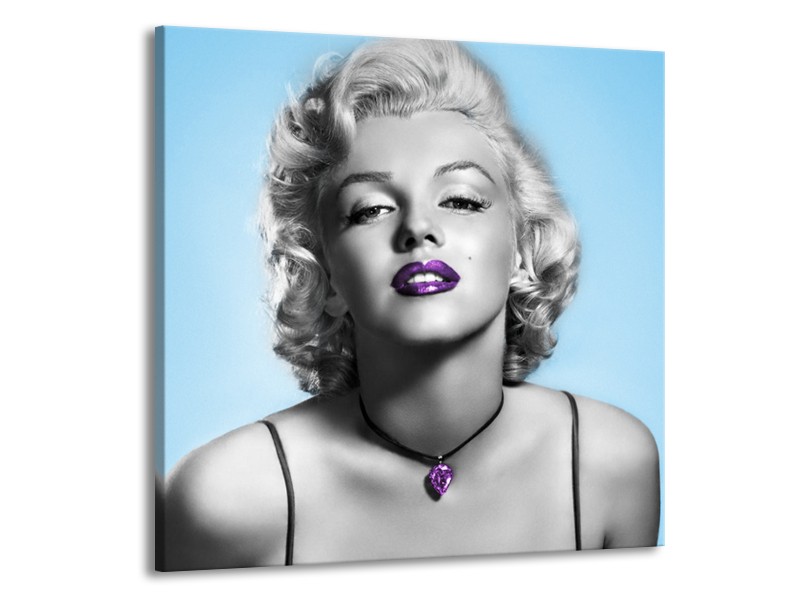 Canvas Schilderij Marilyn Monroe | Grijs, Blauw, Paars | 50x50cm 1Luik