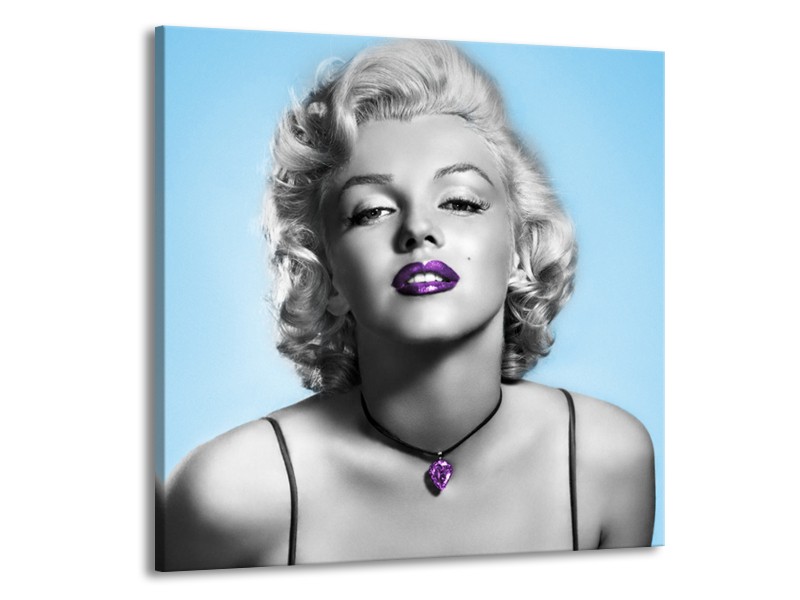 Canvas Schilderij Marilyn Monroe | Grijs, Blauw, Paars | 70x70cm 1Luik