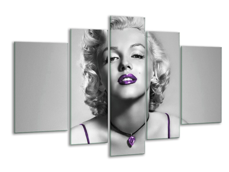 Glasschilderij Marilyn Monroe | Grijs, Paars, Zwart | 170x100cm 5Luik